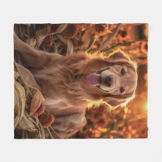 Couverture Polaire Golden Retriever d'automne (Devant (Horizontal))
