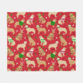 Couverture Polaire Golden Retriever de Noël (Devant (Horizontal))