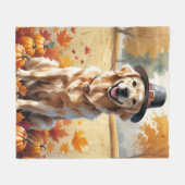 Couverture Polaire Golden Retriever En Automne Quitte L'Art Thanksgiv (Devant (Horizontal))