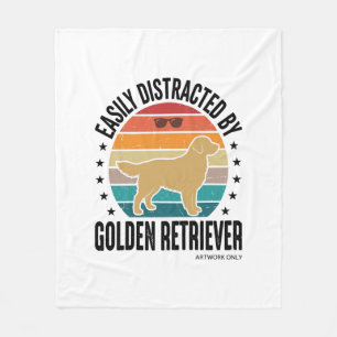 Couverture Polaire Golden Retriever Facilement Distrait Chien Vintage