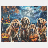 Couverture Polaire Golden Retriever Halloween Éffrayant (Devant (Horizontal))