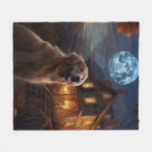Couverture Polaire Golden Retriever Halloween effroi (Devant (Horizontal))