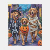 Couverture Polaire Golden Retriever Halloween ou Trick-or-Treating (Devant)