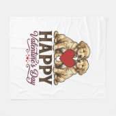 Couverture Polaire Golden Retriever Joyeuse Saint-Valentin (Devant (Horizontal))