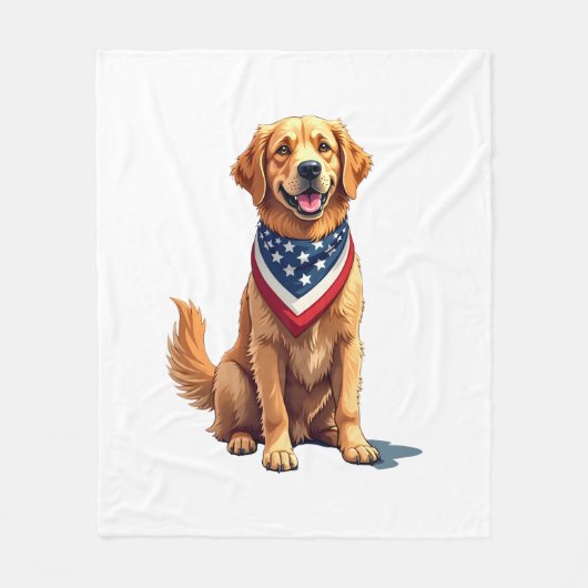 Couverture Polaire Golden Retriever July 4th Vintage Patriotic Tee 2 (Devant)