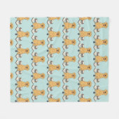 Couverture Polaire Golden Retriever Scholar Pattern Opal Blue Design (Devant (Horizontal))