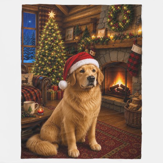 Couverture Polaire Golden Retriever Vacances  (Devant)
