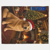Couverture Polaire Golden Retriever Vacances  (Devant (Horizontal))
