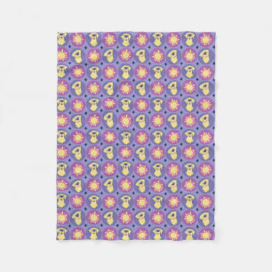 Couverture Polaire Golden Retriever Whimsical Sun Polka Dot Purple
