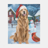 Couverture Polaire Golden Retriever Winter Wonderland Noël Joie (Devant)