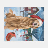 Couverture Polaire Golden Retriever Winter Wonderland Noël Joie (Devant (Horizontal))