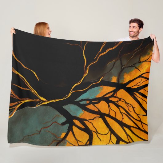 Couverture Polaire Golden Roots and Twilight Tree (En situation)