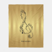 Couverture Polaire Golden Stripes Black Treble Clef Notes musicales (Devant)
