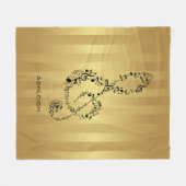 Couverture Polaire Golden Stripes Black Treble Clef Notes musicales (Devant (Horizontal))