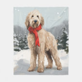 Couverture Polaire Goldendoodle Chien dans Noël de neige (Devant)