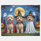 Couverture Polaire Goldendoodle Chiens Citrouille Halloween Funny (Devant (Horizontal))