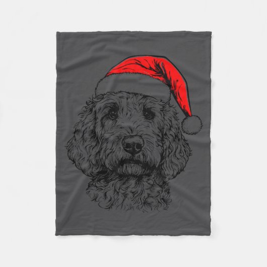 Couverture Polaire Goldendoodle Christmas Santa Hat Xmas Pajama Golde (Devant)