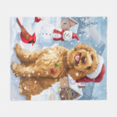 Couverture Polaire Goldendoodle Winter Wonderland Christmas Joy (Devant (Horizontal))
