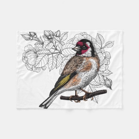 Couverture Polaire Goldfinch et rose (Devant (Horizontal))