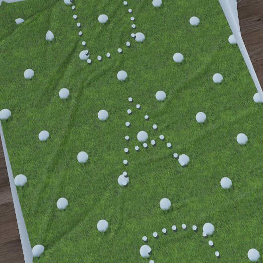 Couverture Polaire Golf Ball Motif Grand Vert Fleece Blanche