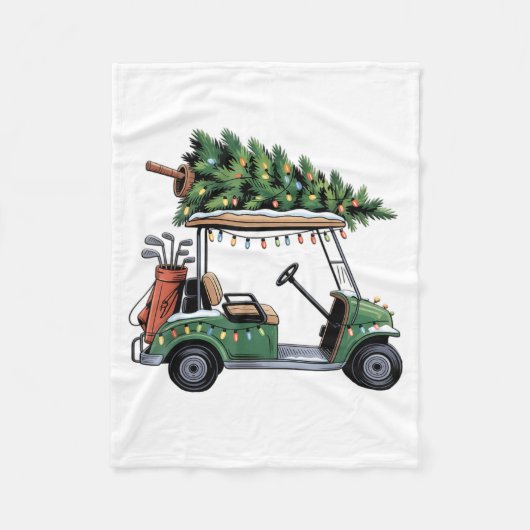 Couverture Polaire Golf Cart Christmas Tree Lights Golfing Golfer Fun (Devant)