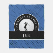 Couverture Polaire Golf Custom Golfer Monogramme Silhouette Bleu Noir (Devant)