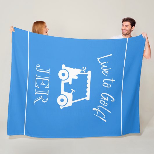 Couverture Polaire Golf Panier Live to Golf Monogramme Bleu clair (En situation)