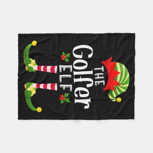 Couverture Polaire Golfer Christmas Elf Matching Pajama X-mas Party  (Devant (Horizontal))