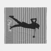 Couverture Polaire Golfer Silhouette Femme Monogramme Nom gris noir (Devant (Horizontal))