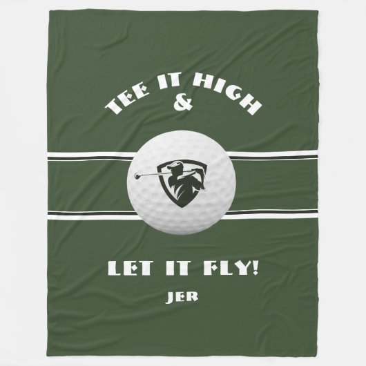 Couverture Polaire Golfer Tee It High Monogrammed Green Sports Custom (Devant)