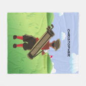 Couverture Polaire golfeur de dessin animé personnalisé (Devant (Horizontal))