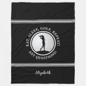 Couverture Polaire Golfsport moderne Monogramme Nom Golf Noir (Devant)