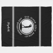 Couverture Polaire Golfsport moderne Monogramme Nom Golf Noir (Devant (Horizontal))