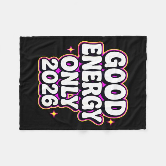 Couverture Polaire Good Energy Only 2026 Retro Bubble Letter Design  (Devant (Horizontal))