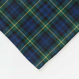 Couverture Polaire Gordon Clan Royal Blue et Green Tartan