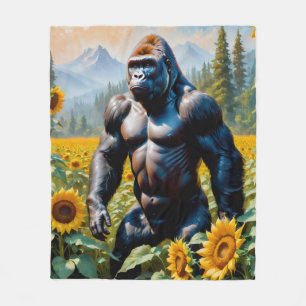 Couverture Polaire Gorille Ape Dans Un Champ De Tournesol