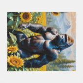Couverture Polaire Gorille Ape Dans Un Champ De Tournesol (Devant (Horizontal))