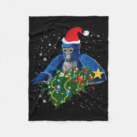 Couverture Polaire Gorille de Noël amusant Tag (Devant)
