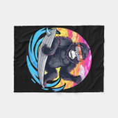 Couverture Polaire Gorille mignon faisant du surf (Devant (Horizontal))