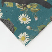 Couverture Polaire Goth Crows et Roses noirs Profond Turquoise Motif (Coin)