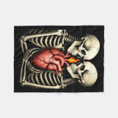 Couverture Polaire Gothic Skull Couple Flaming Heart Dark Romance Sty (Devant (Horizontal))