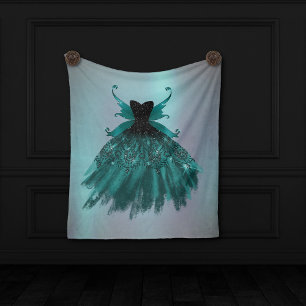 Couverture Polaire Gothique Fairy Turquoise Gown Fleur verte profon