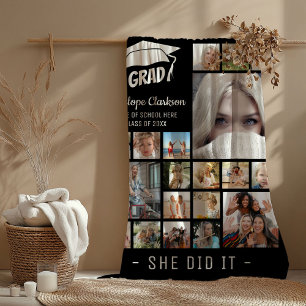 Couverture Polaire GRAD moderne 13 x collage photo Graduate Cadeau