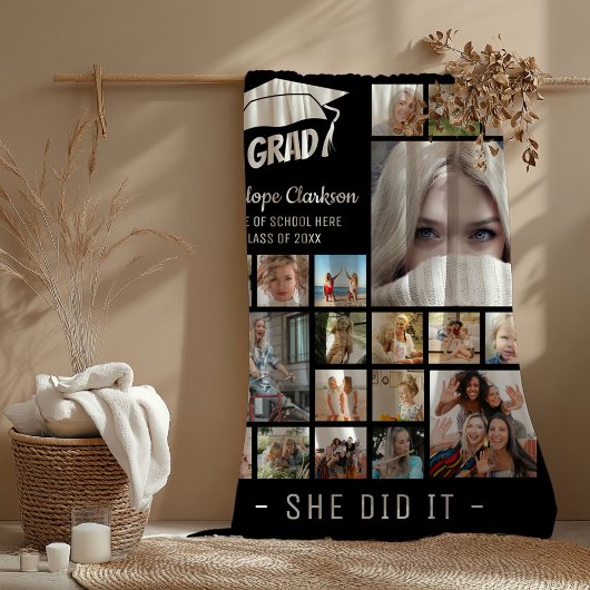 Couverture Polaire GRAD moderne 13 x collage photo Graduate Cadeau