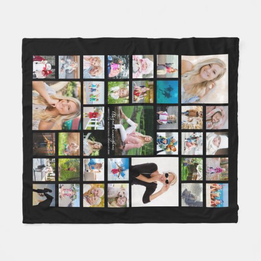 Couverture Polaire Graduate Modern Photo Collage Nom de script Noir (Devant (Horizontal))