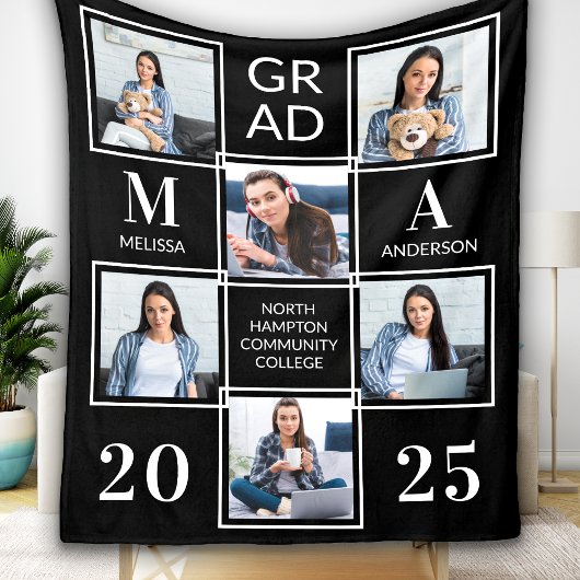 Couverture Polaire Graduate moderne 6 photo Collage Graduation