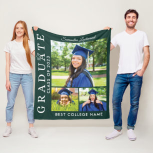 Couverture Polaire Graduation 2023 Photo Collage Green Grad Keepsaké