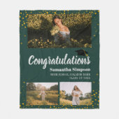 Couverture Polaire Graduation 2025 Photo Collage Green Script (Devant)