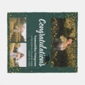 Couverture Polaire Graduation 2025 Photo Collage Green Script (Devant (Horizontal))