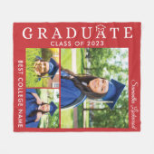 Couverture Polaire Graduation 2025 Photo Collage Red Grad Keepsaké (Devant (Horizontal))